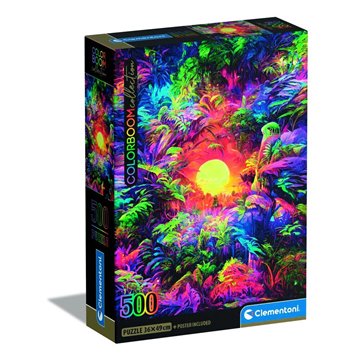 Puzzle Psychedelic Jungle Sunrise Color Boom 500pzs